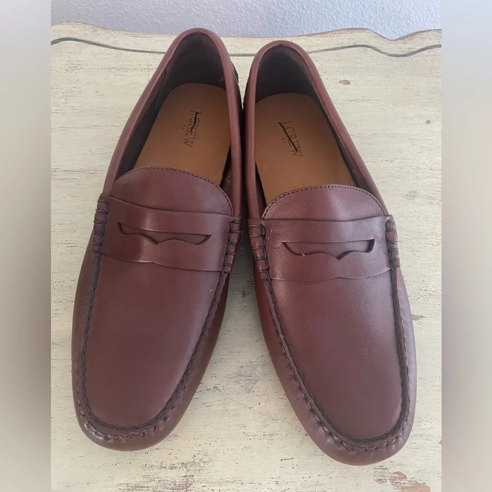 J. CREW Classic Leather Driving Shoes in Brown Size 12 M $178‎ NWOB AW685